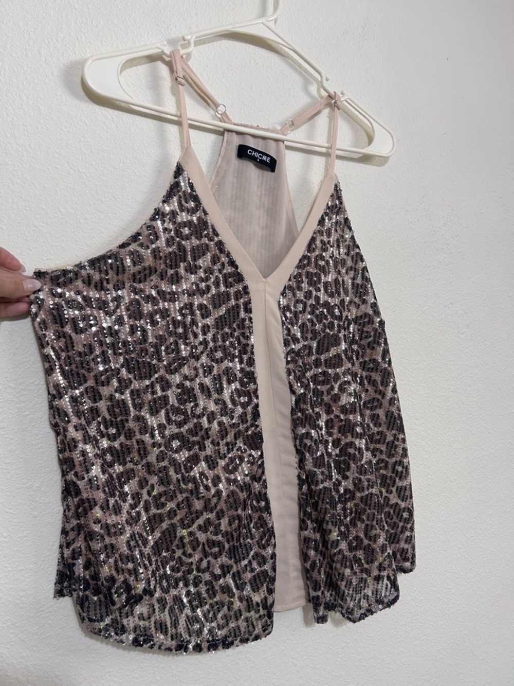 ChicMe Leopard Print Sequin Racerback Tank Top Small - Picture 5 of 9